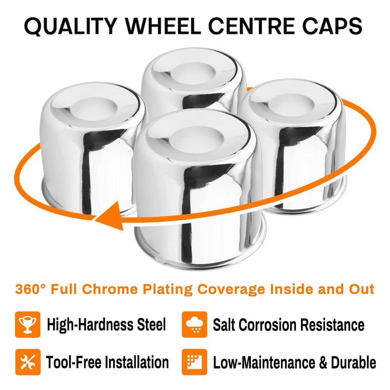 GTOWNWORKS غطاء مركز العجلات GTOWNWORKS بقطر 4.25 بوصة لجرارات الشاحنات والمقطورات وعجلات RV، 4 قطع، فضي - Image 2